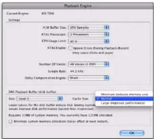 Avid Pro Tools HD 8.0 - Pour modifier la taille du cache : - 1