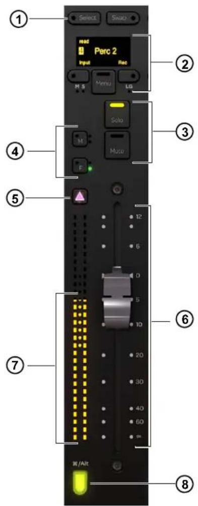 1 Select Snap read Parc 2 Input Rec M S Menu LG 2 3 4 5 F Solo Muto 6 7 8 音频/Alt