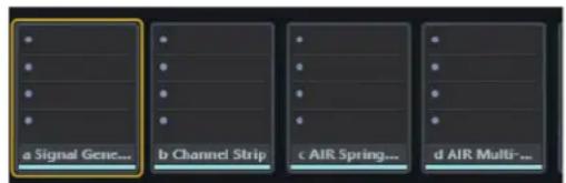 a Signal Gene... b Channel Strip c AIR Spring... d AIR Multi...