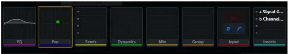 EQ Pan Sends Dynamics Mix Group Input a Signal G... b Channel... Inserts