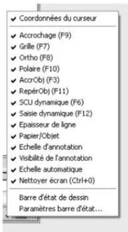 AUTODESK AutoCAD 2008 - Pour contrôler l'affichage des boutons sur la barre d'état - 1