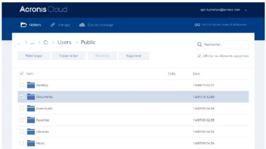 ACRONIS True Image 2017 - Pour restaurer des fichiers et dossiers à partir d'Acronis Cloud : - 1