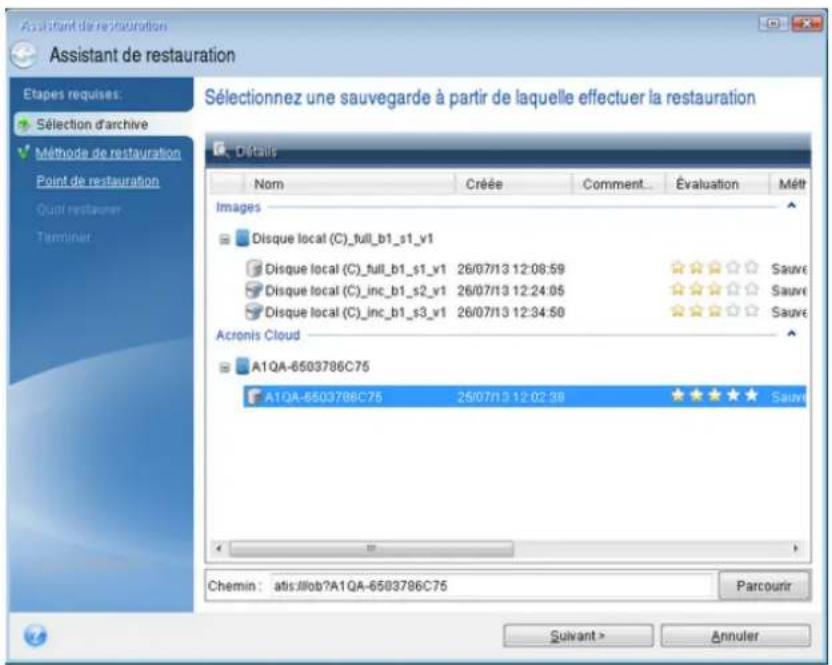 ACRONIS True Image 2017 - Pour restaurer un disque système à partir d'Acronis Cloud : - 3