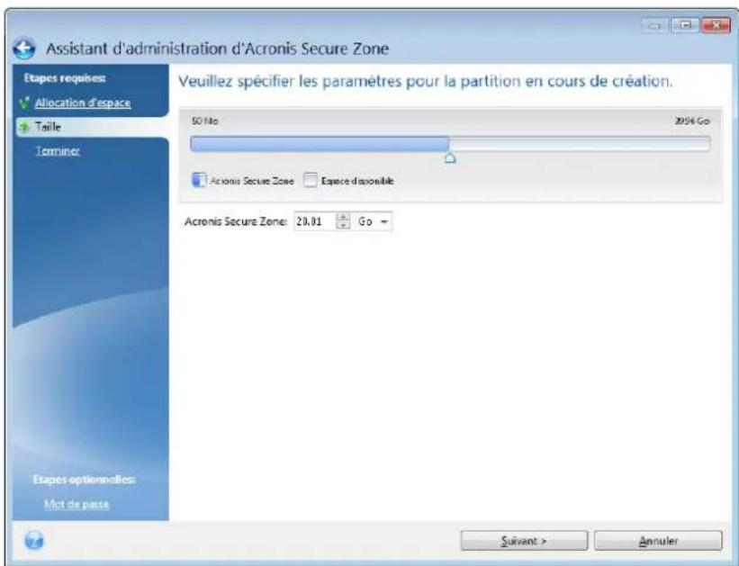 ACRONIS True Image 2017 - Taille d'Acronis Secure Zone - 1