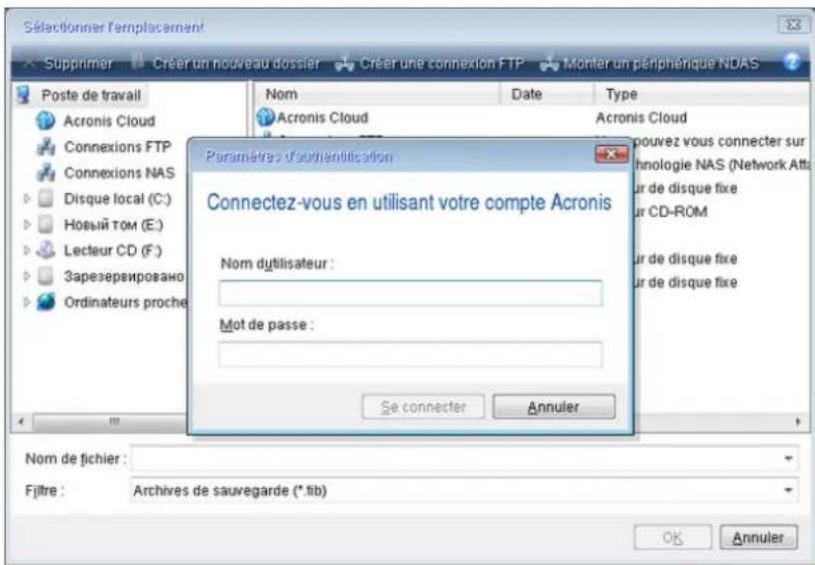 ACRONIS True Image 2017 - Pour restaurer un disque système à partir d'Acronis Cloud : - 2