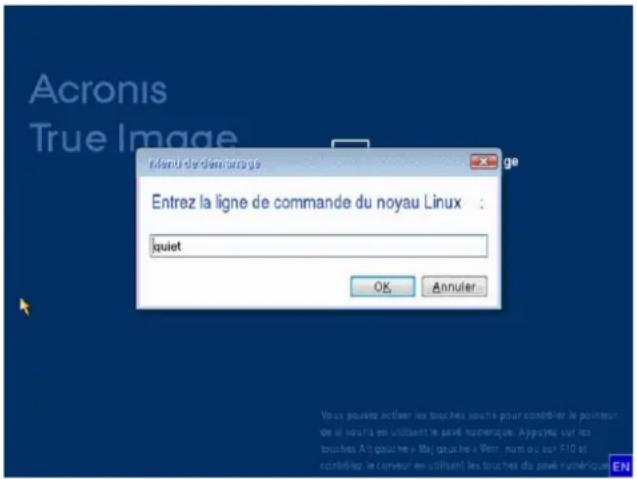 ACRONIS True Image 2017 - Sélection du mode vidéo lors du démarrage à partir du support de secours - 1