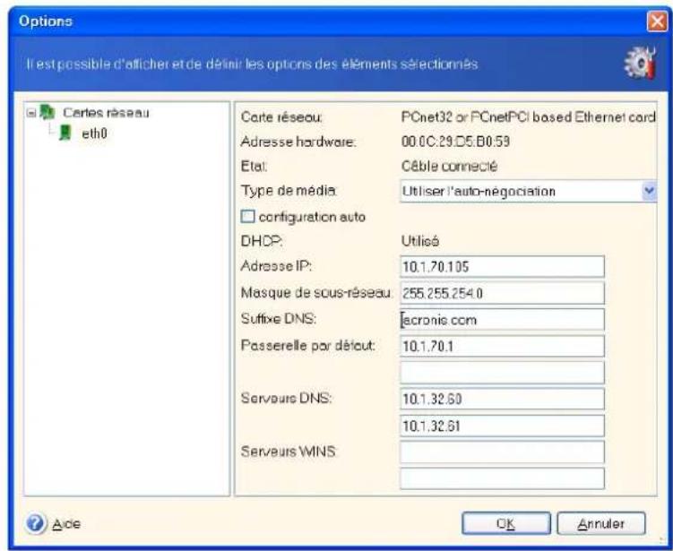 ACRONIS True Image Echo Enterprise Server - Paramètres réseau en mode secours - 1