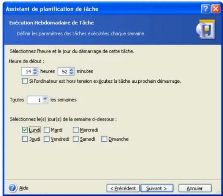 ACRONIS True Image Echo Enterprise Server - Définir une exécution hebdomadaire - 1