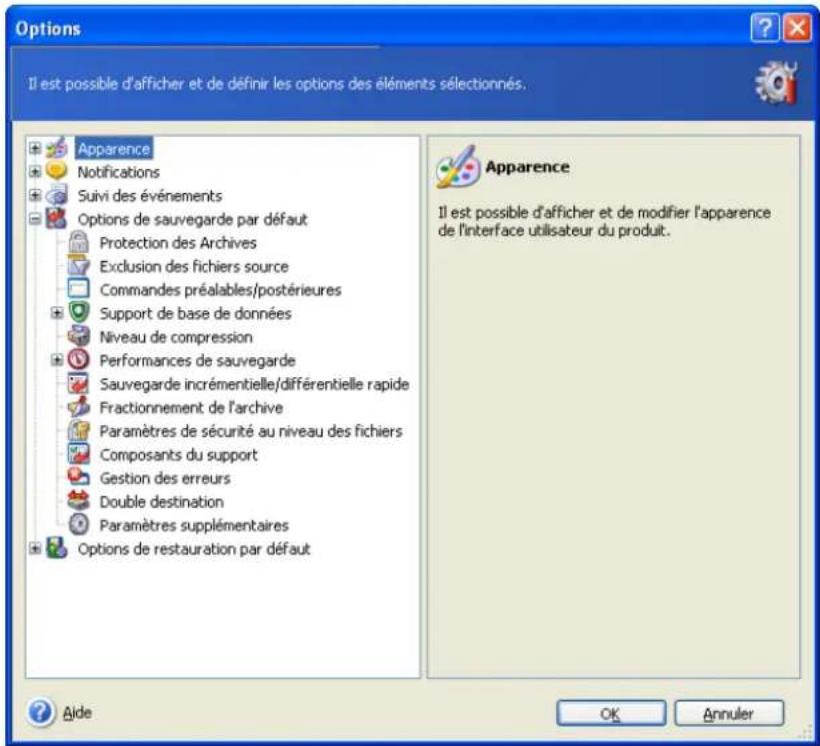 ACRONIS True Image Echo Enterprise Server - Définir les options de sauvegarde - 1