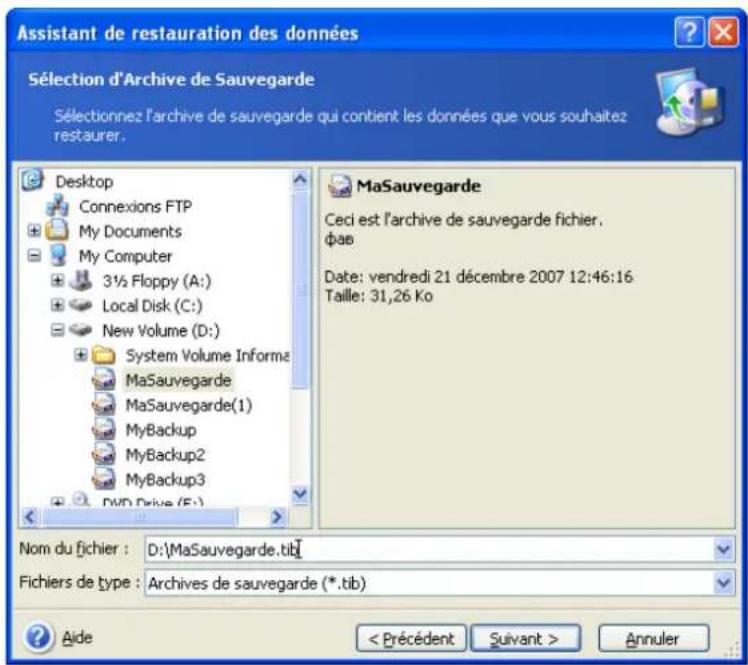 ACRONIS True Image Echo Enterprise Server - Restauration de fichiers et de dossiers à partir d'archives de fichiers - 2