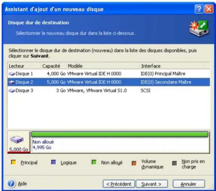 ACRONIS True Image Echo Enterprise Server - Sélection d'un disque dur - 1