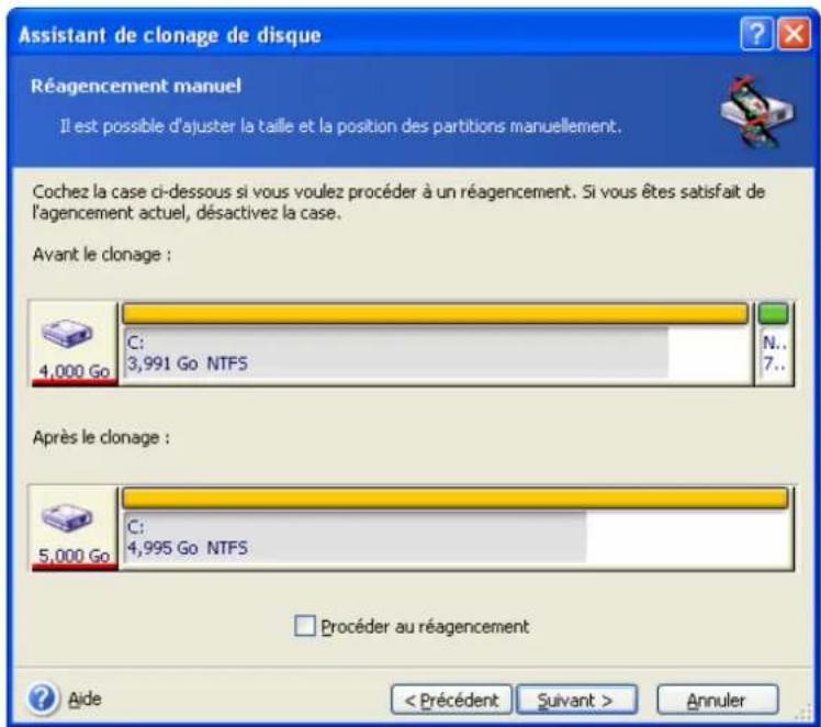 ACRONIS True Image Echo Enterprise Server - Architectures des partitions de l'ancien disque et du nouveau - 1
