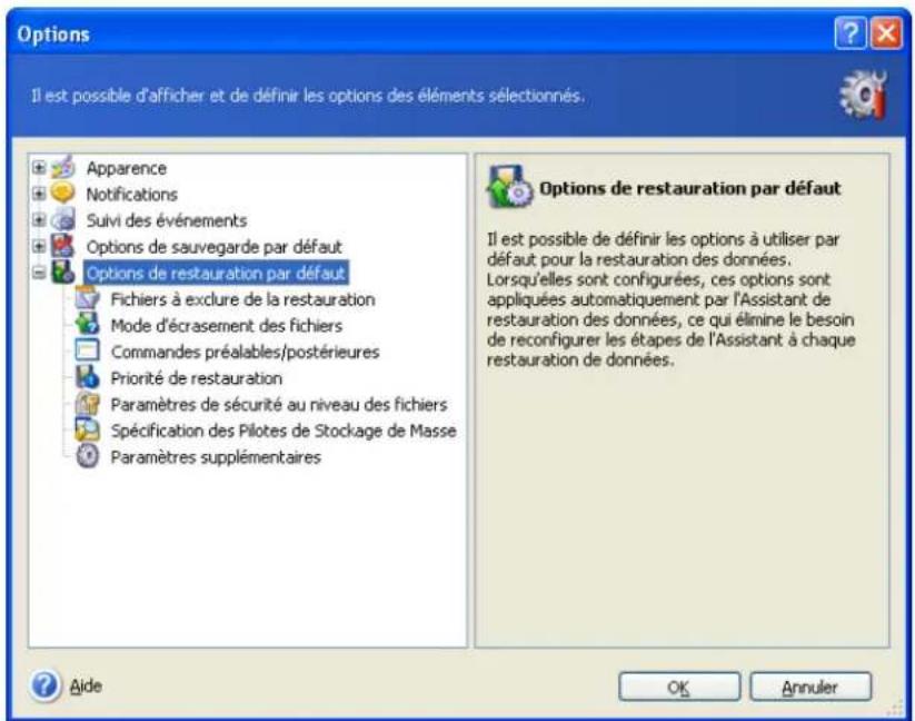 ACRONIS True Image Echo Enterprise Server - Définir les options de restauration - 1