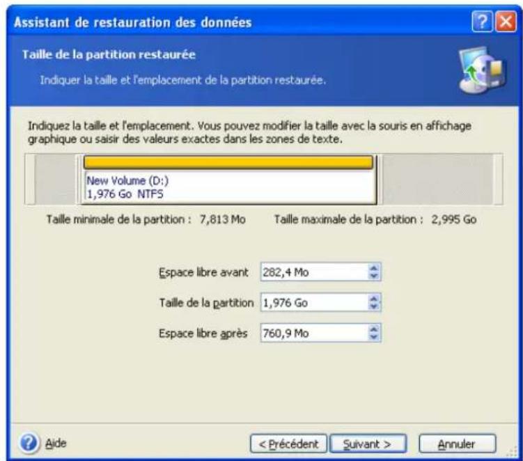 ACRONIS True Image Echo Enterprise Server - Changer la taille et l'emplacement de la partition restaurée - 1