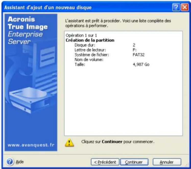 ACRONIS True Image Echo Enterprise Server - Résumé d'ajout de disque - 1