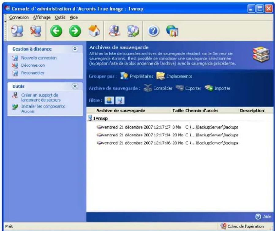 ACRONIS True Image Echo Enterprise Server - Gérer les Archives - 1