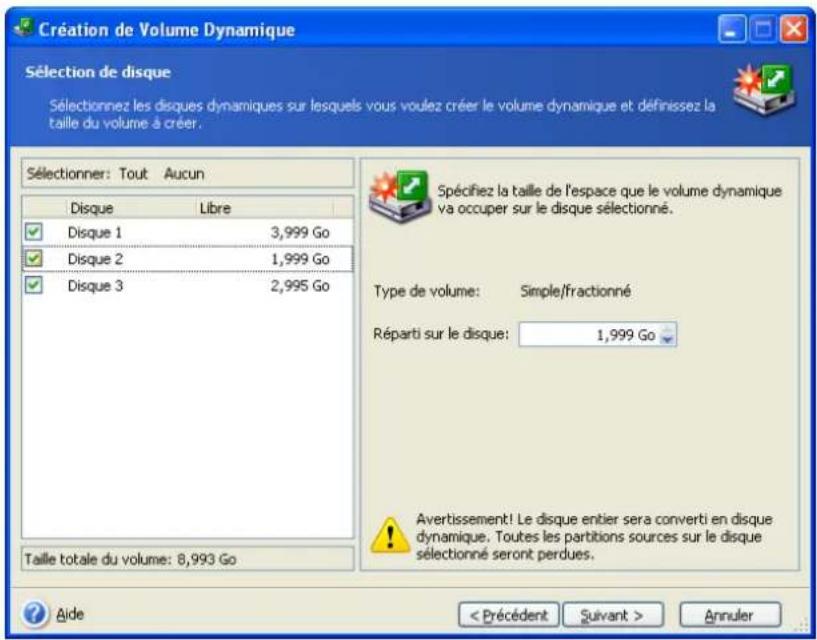 ACRONIS True Image Echo Workstation - Création de volumes dynamiques - 3