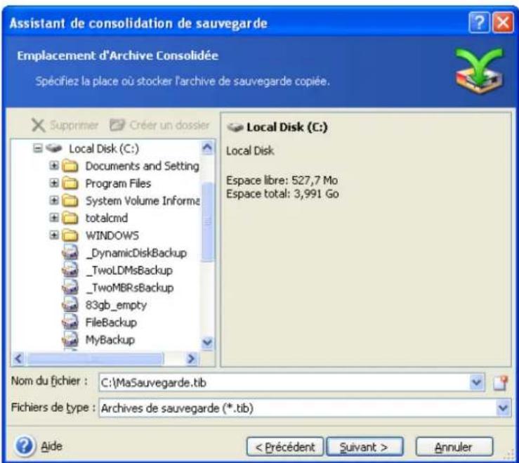 ACRONIS True Image Echo Workstation - Une archive mybackup se composant d'une sauvegarde complète (mybackup) et de quatre sauvegardes incrémentielles (mybackup2-5) est sélectionnée - 3