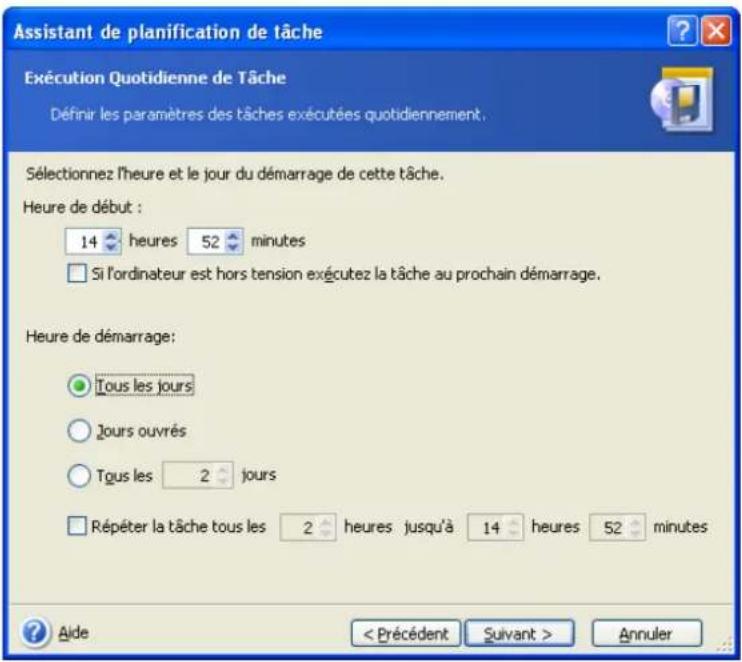 ACRONIS True Image Echo Workstation - Définir une execution quotidienne - 1