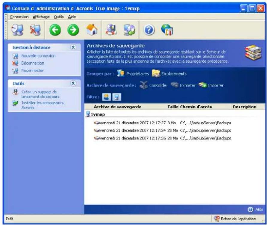 ACRONIS True Image Echo Workstation - Gérer les archives - 1