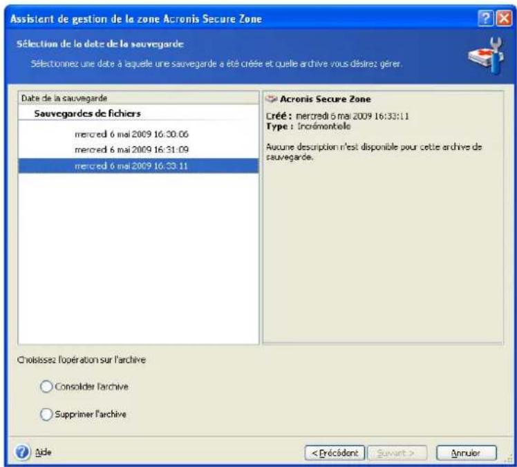 ACRONIS True Image Echo Workstation - Gestion des sauvegardes dans acronis secure zone - 1