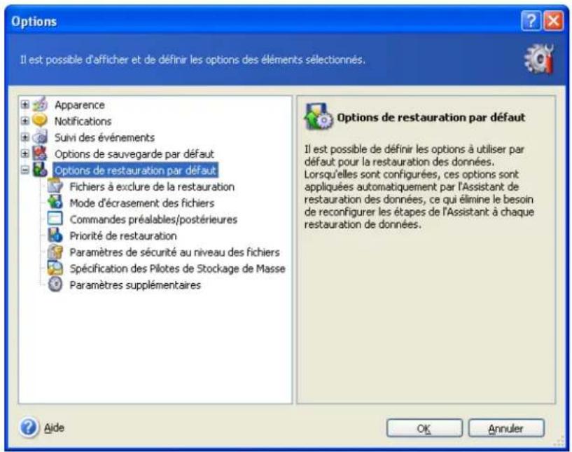 ACRONIS True Image Echo Workstation - Définir les options de restauration - 1