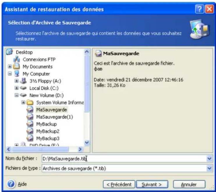 ACRONIS True Image Echo Workstation - Restauration de fichiers et de dossiers à partir d'archives de fichiers - 2