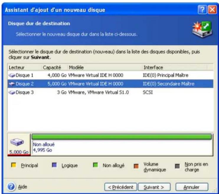 ACRONIS True Image Echo Workstation - Sélection d'un disque dur - 1
