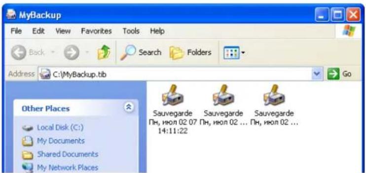 ACRONIS True Image Echo Workstation - Explorer une archive - 2