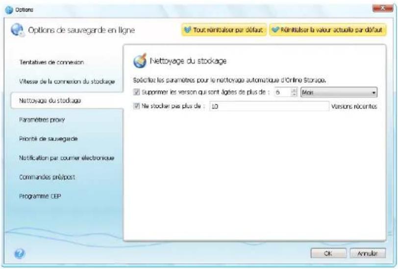 ACRONIS True Image Online - Nettoyage du stockage - 1