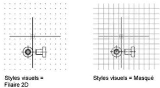 AUTODESK AutoCAD 2009 - Contrôle du style d'affichage et de l'aire de la grille - 1