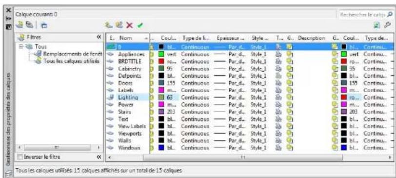 AUTODESK AutoCAD 2009 - Identifier les calques comportant des remplacements de propriétés - 1