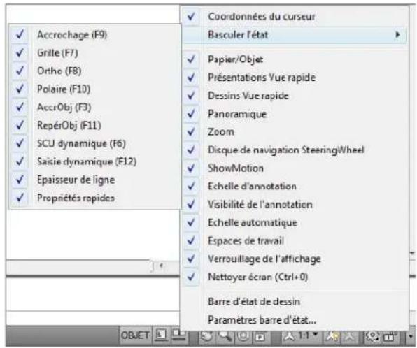 AUTODESK AutoCAD 2009 - Pour contrôler l'affichage des boutons sur la barre d'état - 1
