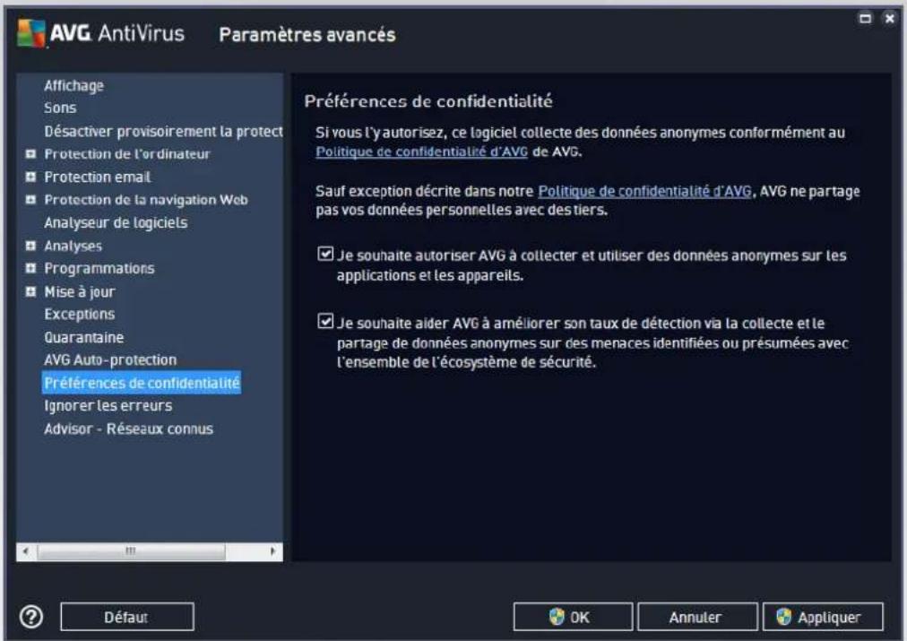AVG AntiVirus 2016 - Préférences de confidentialité - 1