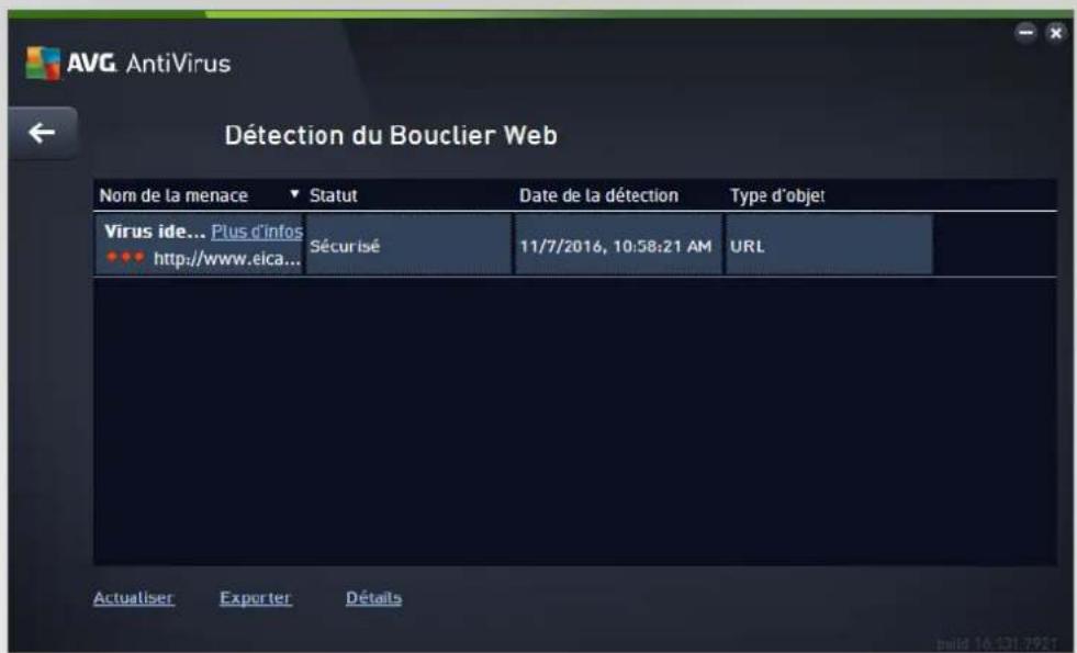 AVG AntiVirus 2016 - Résultats du Bouclier Web - 2