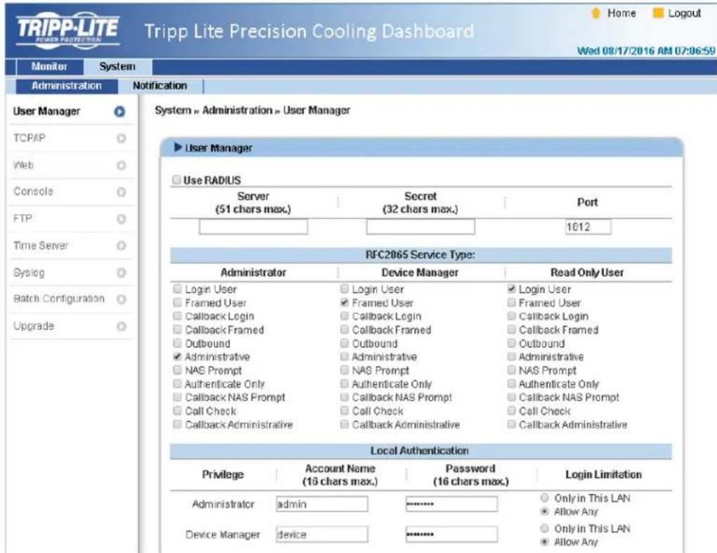 Tripp Lite SmartRack SRCOOL60KCW - Configuring via Web-Based Interface - 1