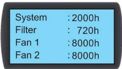 Tripp Lite SmartRack SRCOOL60KCW - Visualisation / Réinitialisation des heures de fonctionnement - 1