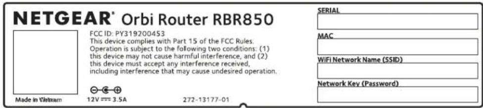 NETGEAR Orbi RBK853 - Étiquettes de routeur et de satellite - 1