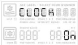 SEE LABEL - SELECT FOOD NUMBER HELP PRE-HEATING STAGE 1.2.3 TIME REMAINING POWER LEVEL EXTER QTY WEIGHT LRS 02 KG REMOVE RACKER 888 0 888A DOOR PRE-HUBING STAGE 1.2.3 TIME REMAINING