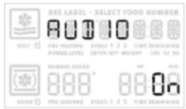 SEE LABEL - SELECT FOOD NUMBER HELP PRE-HESTING POWER-LEVEL STAGE 1.2.3 ENTER QTY WEIGHT TIME REMAINING LBS. OF NO BELOWE NOCKS 888" 888" BOARD PRE-HESTING STAGE 1.2.3 TIME REMAINING