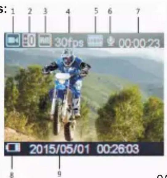 ROLLEI Actioncam 420 - Monitoranzeige im Video-Modus: - 1