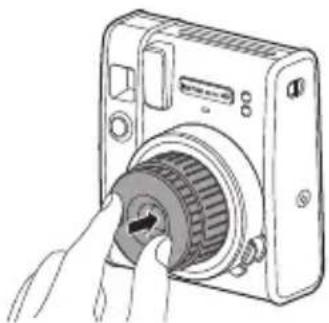 FUJIFILM Instax Mini 40 - Cuando haya terminado de tomar fotos, apague la cámara colocando el cañón del objetivo nuevamente en su posición inicial. - 1