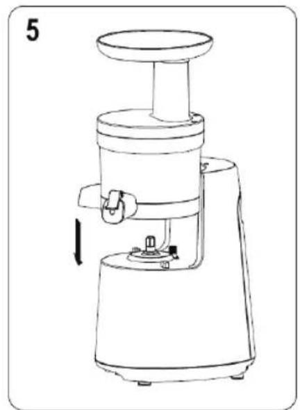 DEJELIN Slowjuicer SLJV4300 - Assemblage du tamis sur le bol d'extraction. - 2