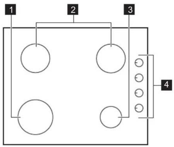 ZANUSSI ZGG62413XS - COOKING SURFACE LAYOUT - 1