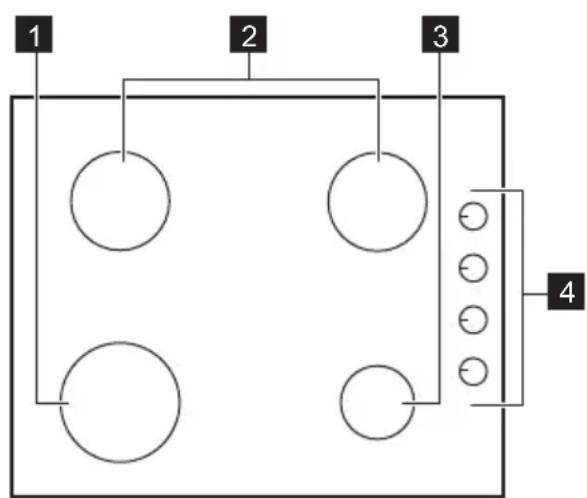 ZANUSSI ZGG62413WA - Cooking surface layout - 1