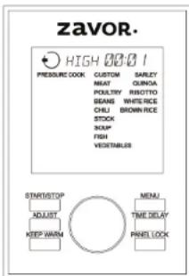 Zavor Lux LCD - FUNCTIONS DE OPERATION: Función de Cocción a Presión - 1