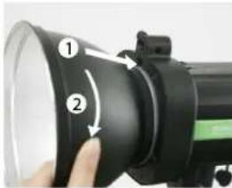 Phottix Indra500 TTL - To attach the reflector - 1