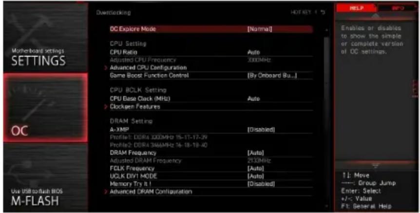 MSI MEG X570 ACE - OC Menu - 1