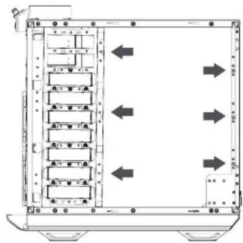 Be Quiet! Dark Base 900 - EN M/B TRAY LAYOUT ADJUSTMENT | DE M/B TRAY AUFBAUEINSTELLUNGEN | CHANGESMENT DE CONFIGURATION DU PLATEAU DE LA CARTE MÈRE | PL OSTOSOWANIE POLOZENIA TACKI PŁYTY GŁÖWNEJ | ES AJUSTDE POSICION DE LA BANDEJA PARA LA PLACA BASE | RU PEγЛМРВКА ПОJOЖЕНИ ПОДДОHA MATEPHHOCKI ПЛATыI - 1