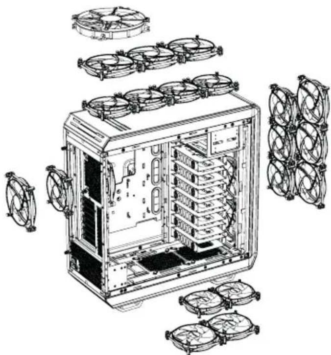 Be Quiet! Dark Base 900 - EN FAN COMPATIBILITY | DE LÜFTERKOMPATIBILITÄT | COMPATIBILITÉ VENTILATEURS | KOMPATYBILNOŚC Z WENTYLATORAMI | COMPATI-BILIDAD CON VENTILADORES | COBMECTIMBIE BEHTNJRATOPbl - 1